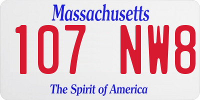 MA license plate 107NW8