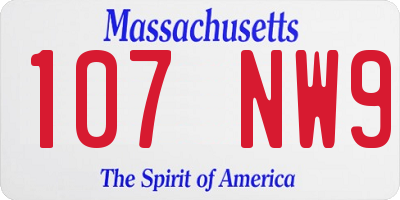 MA license plate 107NW9