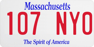 MA license plate 107NY0