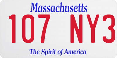 MA license plate 107NY3