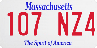 MA license plate 107NZ4