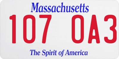 MA license plate 107OA3