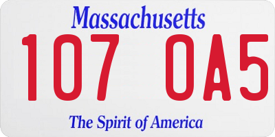 MA license plate 107OA5