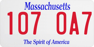 MA license plate 107OA7