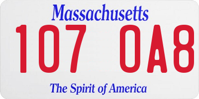 MA license plate 107OA8