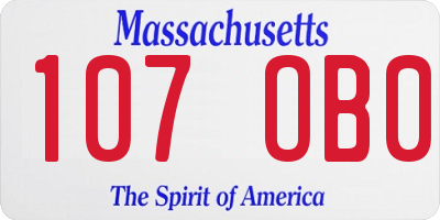 MA license plate 107OB0