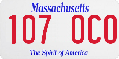 MA license plate 107OC0