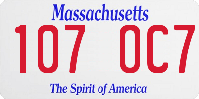 MA license plate 107OC7