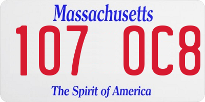 MA license plate 107OC8