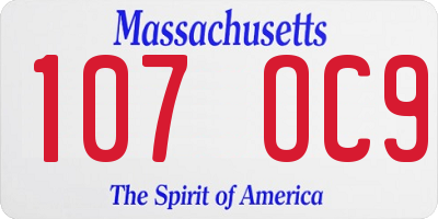 MA license plate 107OC9