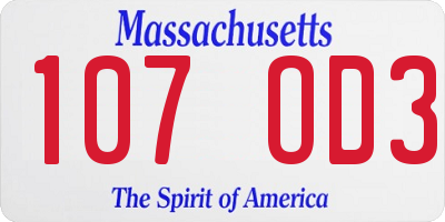 MA license plate 107OD3