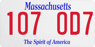 MA license plate 107OD7