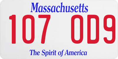 MA license plate 107OD9