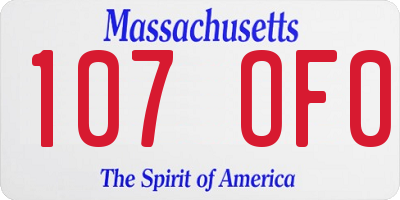 MA license plate 107OF0