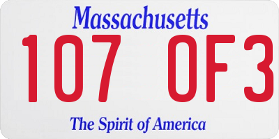MA license plate 107OF3