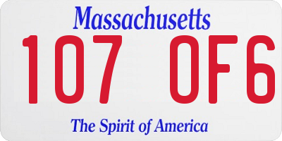 MA license plate 107OF6