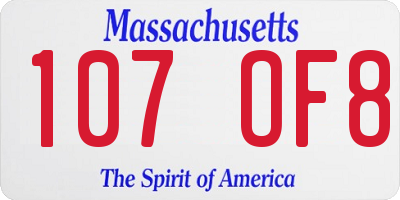MA license plate 107OF8