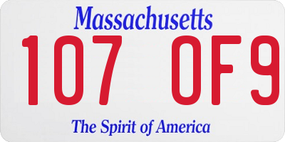 MA license plate 107OF9