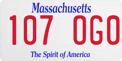 MA license plate 107OG0