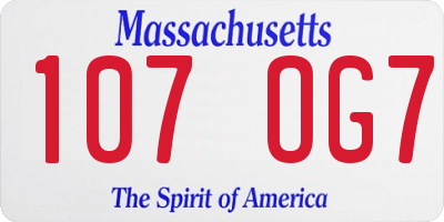 MA license plate 107OG7
