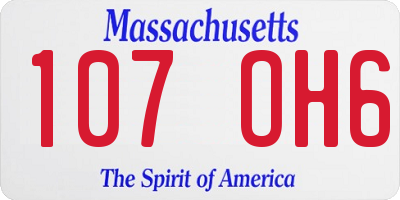 MA license plate 107OH6