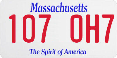 MA license plate 107OH7
