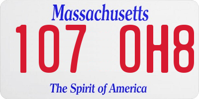MA license plate 107OH8