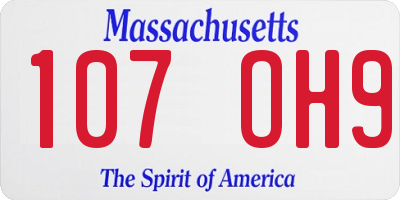 MA license plate 107OH9