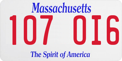 MA license plate 107OI6