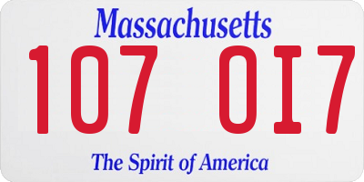 MA license plate 107OI7