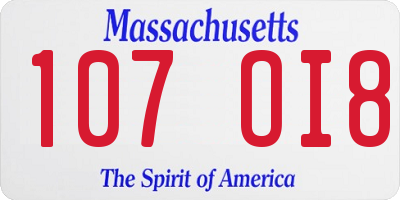 MA license plate 107OI8