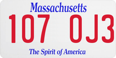 MA license plate 107OJ3