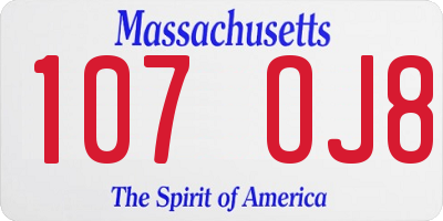 MA license plate 107OJ8