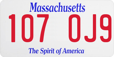 MA license plate 107OJ9