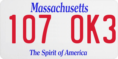 MA license plate 107OK3