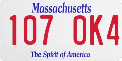 MA license plate 107OK4