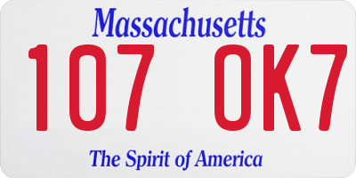MA license plate 107OK7