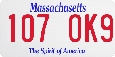 MA license plate 107OK9
