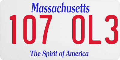 MA license plate 107OL3