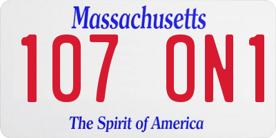 MA license plate 107ON1