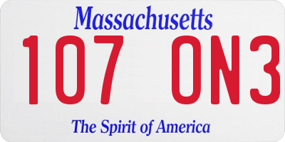 MA license plate 107ON3