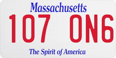 MA license plate 107ON6