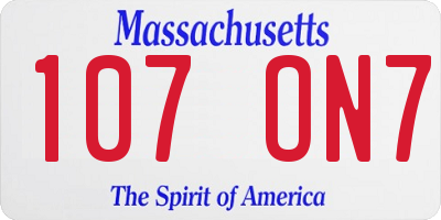 MA license plate 107ON7