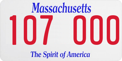 MA license plate 107OO0