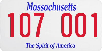 MA license plate 107OO1