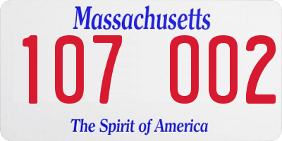 MA license plate 107OO2