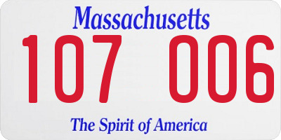 MA license plate 107OO6