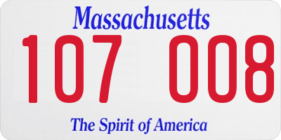 MA license plate 107OO8