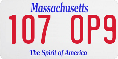 MA license plate 107OP9