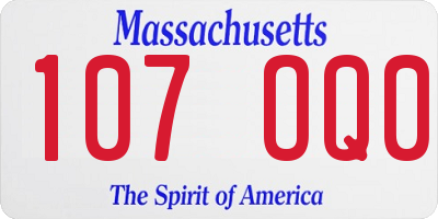 MA license plate 107OQ0